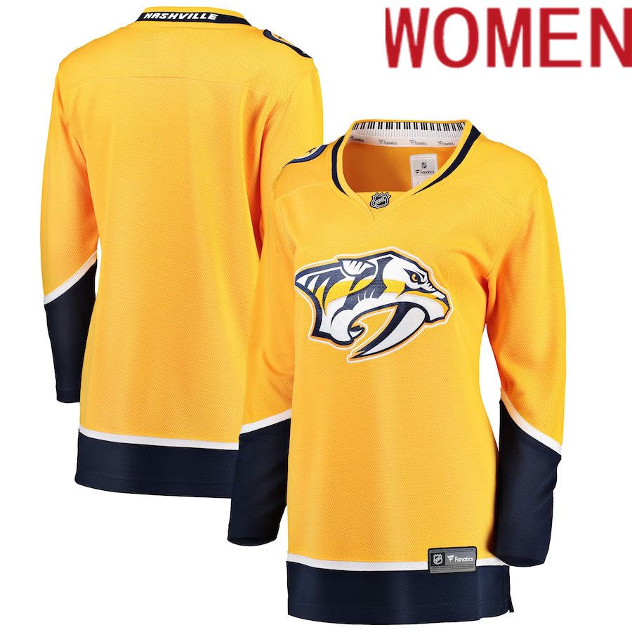 Women Nashville Predators Fanatics Branded Yellow Breakaway Home NHL Jersey